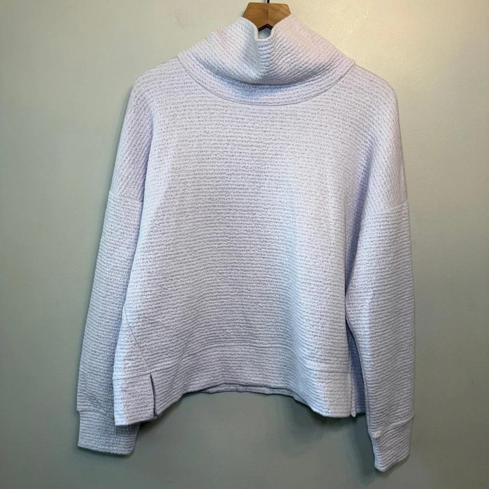 CALIA Lavender Purple Waffle Knit Mock Neck Pullover Sweatshirt Women's X-Large - Picture 1 of 4